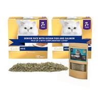 Wet Cat Food Multipack | Gourmet Senior Pate with Ocean Fish and Salmon | 16 x 85g Tins + Papa Lima Pure Canadian Catnip | Complete Nutrition | Pack of 2 | Bonus Catnip Included