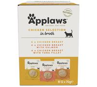 Wet Cat Food Pouches APPLAWS Chicken Breast Medley in Broth Pack of 12 x 70g