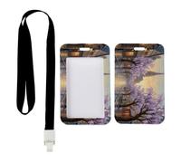 Wet Cobblestone Street Card Holder with Black Lanyard, Photocard Holder, Vertical Cards Protector for Women, Vertical ID Cards Protector for Staff, Bus Driver Accessories Nurse Essentials