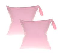 Wet Dry Bags 11 × 11.8 in 2 Pack Medium Waterproof Diaper Bag with Single Zipper Compartment Reusable Polyester Travel Pouch for Baby Cloth Diapers Swimsuits Gym (Light Pink)