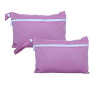 Wet Dry Bags 5.9 × 8.8 in 2 Pack Small Waterproof Diaper Bag with Single Zipper Reusable Polyester Travel Pouch for Baby Cloth Diapers Swimsuits Makeup Toiletry Storage (Rose Pink)