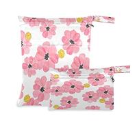 Wet Dry Bags for Diaper Bag Abstract Pink Flower Pattern Cloth Diaper Hanging Wet Bags Waterproof Washable Organizer Pouch with Pocket for Travel Camping Beach