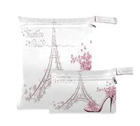Wet Dry Bags for Diaper Bag High Heel Eiffel Pattern Cloth Diaper Hanging Wet Bags Waterproof Washable Organizer Pouch with Pocket for Travel Camping Beach