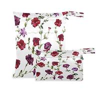 Wet Dry Bags for Diaper Bag Vintage Morning Glory Cloth Diaper Hanging Wet Bags Waterproof Washable Organizer Pouch with Pocket for Travel Camping Beach