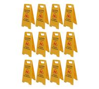 Wet Floor Sign Caution 12Pcs Foldable Double Sided A Frame Floor Sign with High Visibility Bilingual Design for Indoor Outdoor Use in Restaurant Store Office Engineering Plastic