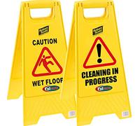 Wet Floor Sign Safety Maintenance Caution Wet Floor/Cleaning in Progress A Frames (Pack of 2)