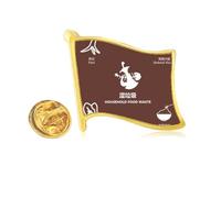 wet garbage vegetable treated garbage sort Golden Metal Flag Lapel Pin Badge