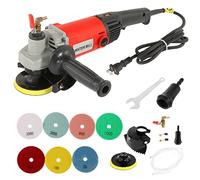 Wet Grinder Polisher 1400W Adjustable Electric Water Injection for Marble Granite Wet Stone with 7 Polishing Pads Variable Speed