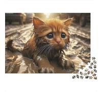 Wet Kitten in Mud 1000 Pieces Recycled Cardboard Puzzle for Kids 12+ Rainy Day Indoor Activity Brain Training Team Building Social Icebreaker 52x38cm/1000pcs