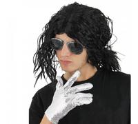 Wet Look 80's King of Pop Wig I Love Fancy Dress Black One Size