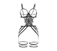 Wet Look Lingerie for Women Sets Womens Lingerie Women's Strapping Ring Gathers Sexy Hollow Embroidered Suspenders Sexy Lingerie Wet Look Lingerie for Women Sets Womens Lingerie (Black, L)
