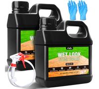 Wet Look Stone Sealer - 2L High Gloss Paver Sealer Stone Colour Enhancer Concrete Sealant with Long-Lasting Gloss Protection, Stain Proof for Interior and Exterior Slate, Driveway, Floor, Standsotne