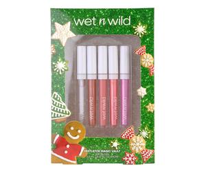 Wet n Wild Mistletoe Magic Vault, Gift Set of 5 Plumping and Nourishing Lip Glosses with Peptides and Collagen, Lip Gloss Kit for Shine and Volume