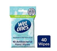 Wet Ones Antibacterial Hand Wipes - Biodegradable & Plastic-Free Be Gentle 40 wipes