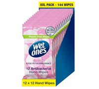 WET ONES - Be Cute, Plastic Free Anti-bacterial Bio-degradable Hand Wipes, 144 Total - 12 packs of 12 wipes
