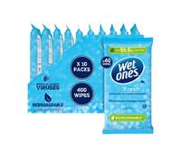 WET ONES - Be Fresh, Plastic Free Antibacterial Biodegradable Hand Wipes, 400 Total - 10 packs x 40 wipes