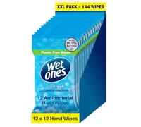 Wet Ones - Be Fresh - Plastic Free Antibacterial Pocket Size Hand Wipes - 144 wipes - 12 packs x 12 wipes