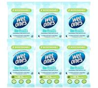 Wet Ones (Be Gentle) - Antibacterial Hand Wipes - Dermatologically Tested, Biodegradable Wet Wipes Ideal for Travel - 6 Packs of 12 Wipes (72 Wipes) - In Axpower Technology Empowering Box Packaging