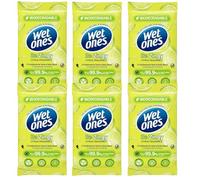 Wet Ones (Be Zingy) - Antibacterial Hand wipes - Dermatologically Tested, Biodegradable Ideal for Travel - 6 Packs of 12 (72 Wipes) - In Axpower Technology Empowering Box Packaging