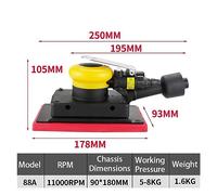 Wet Polisher, Pneumatic Orbital Rectangular Sander Square Air Sander Pad Grinder Polisher Sanding Tool Jitter Bug Sanders(70x198MM)