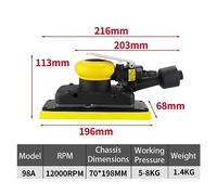 Wet Polisher, Pneumatic Orbital Rectangular Sander Square Air Sander Pad Grinder Polisher Sanding Tool Jitter Bug Sanders(95x180MM)