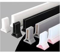 Wet Room Bathroom Floor Seal Screen，Wet Room Floor Barrier Shower Screen Seals Wet Room Floor Sill Dams, Bathroom Folding Fixing Strips, Bendable Fixing Strips for Worktops, Silicone Water Stops(Blac