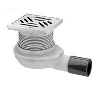 Wet Room Floor Shower Waste Square Stainless Steel Drain Trap, Grate Size 150x150mm, Compatible With 40/50mm Pipework
