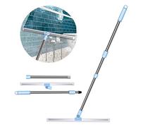 Wet Room Floor Squeegee, Wiseten Telescopic Silicone Water Squeegee Floor Cleaner with Long Handle 3 Part, 180° Rotation Heavy Duty Bathroom Shower Squeegee Mop for Wet Room Window(130cm)