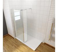 BOROMAL Shower Enclosure – Wet Room Walk-In Cubicle with Screen, Return Panel, Tray + Waste