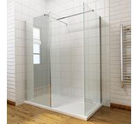 Wet Room Shower Enclosure Walk In Cubicle Screen Return Panel and Tray+Waste