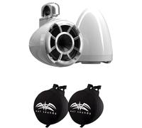 wet sounds REV8™ White V2 Revolution Series 8" White Tower Speakers with Silver Aluminum Fixed Clamp & Pair of Suitz8