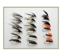 Wet Trout Flies, 18 Pack, Cormorants, Hares Ears, Greenwell, March Brown, Choice of sizes (12)