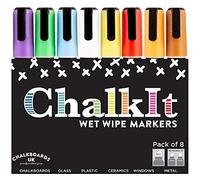Wet Wipe Liquid Chalk Pens, Chalkboard markers, Blackboard pens (Assorted Colours Pack of 8, 6mm)