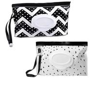 Wet Wipes Bag for Babies - 2pcs Reusable Wet Wipe Bags - Wet Wipes Bag for On The Go,Baby Wet Wipe Pouch - Portable Wet Wipe Bag,Baby Wet Wipe Pouch,Reusable Wet Wipe Pouch (B+W)