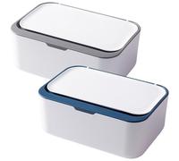 Wet Wipes Dispenser Box, 2PCS 7.5x5.1x3 Inch Plastic Baby Wipes Dispenser with Leakproof Lid, Wet/Dry Tissue Paper Box with Non Slip Base for Office, Home
