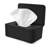 Wet Wipes Dispenser Box, Tissues Box with Lid Toilet Paper Seal Reusable Dustproof Tissue Container Nappy Case Storage for Car Office Home Bathroom Desk Black, 18.5x12.2x7