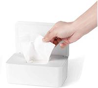 Wet Wipes Dispenser Holder Tissue Storage Box Case with Lid for Home Office (White)