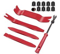 Wetado Auto Trim Removal Tool Kit, 15 Pcs Plastic Pry Tools & Car Fastener Rivet Clips Remover No-Scratch Automotive Panel Door Trim Removal Set for Vehicle Dash Audio Door Panel Window Molding Red