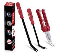 Wetado Clip Remover Tool, 3Pcs Plastic Trim Panel Removal Tool Clip Pliers Set & Fastener Removal Tool, Auto Trim Removal Tool Kit Auto Upholstery Combo Repair Kit for Car Door Panel Dashboard - Red