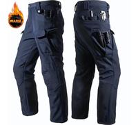 WeTapeV Mens Winter Cargo Thermo Work Pants Lined Warm Navy Blue