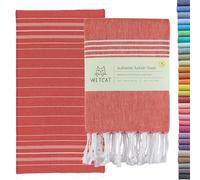 WETCAT Original Turkish Beach Towel (39x71) - Prewashed Peshtemal 100% Cotton Highly Absorbent Quick Drying and Ultra Soft Machine Washable Stylish Eco Friendly - [Red]