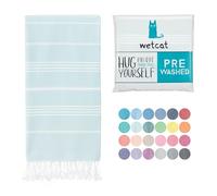 WETCAT Turkish Beach Towel 38x71 100% Cotton Sand Free Quick Dry Towel Extra Large Light Travel Towel for Adults Beach Gifts Beach Accessories - Aqua