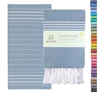 WETCAT Turkish Beach Towel Large 38x71 100% Cotton Quick Dry Pool Towels Oversized Sand Free Light Travel Towel for Adults Beach Accessories Gifts - Denim Blue