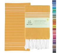 WETCAT Turkish Beach Towel Oversized (38"x71") 100% Turkish Cotton, Made in Turkey - Sand Free, Extra Large, Ultra Soft, Quick Drying, Compact & Lightweight for Travel - Honey Gold