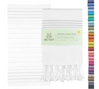 WETCAT Turkish Beach Towel Oversized 38x71 100% Cotton Sand Free Quick Dry Extra Large Light Travel Towel for Adults Beach Accessories Gifts - Grey & White