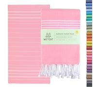 WETCAT Turkish Beach Towel Oversized 38x71 100% Cotton Sand Free Quick Dry Extra Large Light Travel Towel for Adults Beach Accessories Gifts - Light Pink
