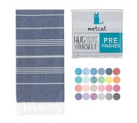 WETCAT Turkish Beach Towel Oversized 38x71 100% Cotton Sand Free Quick Dry Extra Large Light Travel Towel for Adults Beach Accessories Gifts - Dark Blue