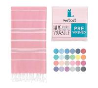 WETCAT Turkish Beach Towel Oversized 38x71 100% Cotton Sand Free Quick Dry Extra Large Light Travel Towel for Adults Beach Accessories Gifts - Light Pink