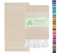 WETCAT Turkish Beach Towel Oversized 38x71 100% Cotton Sand Free Quick Dry Extra Large Light Travel Towel for Adults Beach Accessories Gifts - Beige
