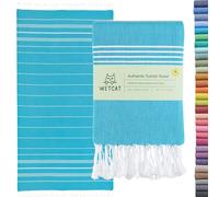 WETCAT Turkish Beach Towel Oversized 38x71 100% Cotton Sand Free Quick Dry Towel Extra Large Turkish Towel Light Travel Towel for Adults Beach Gifts Beach Accessories - Turquoise